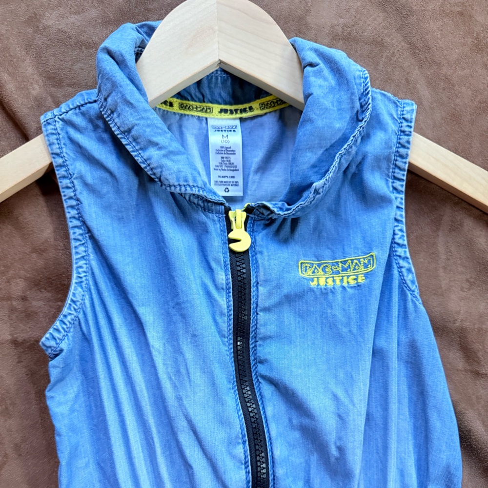 Denim Pac-Man Romper - Picture 3 of 5